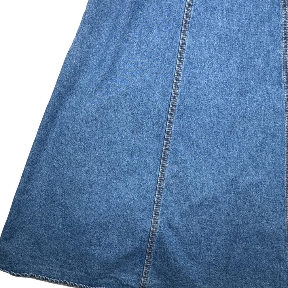 Vintage Paris Blues Denim‎ Maxi Dress Paisley Trim Western Button Front USA  7 - Picture 14 of 14